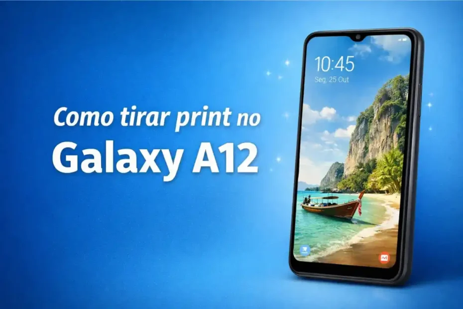 Como tirar print no Samsung Galaxy A12 de forma simples, mostrando a tela inicial do celular em destaque