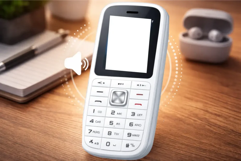 Celular simples com teclado físico em destaque, representando a desativação do som das teclas