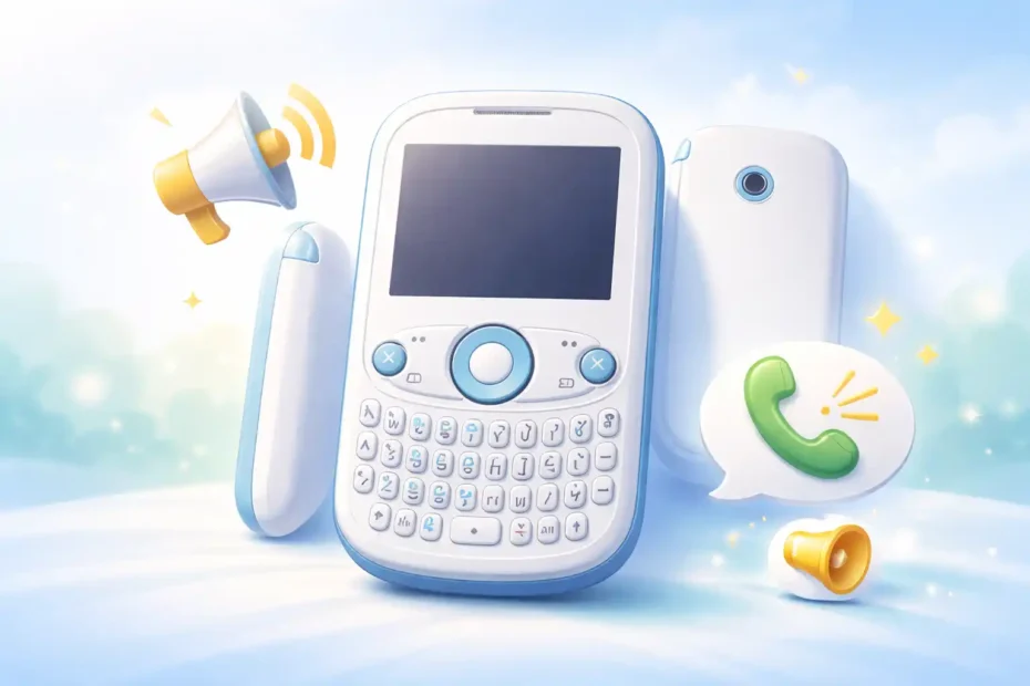 Ilustração de celular simples demonstrando o uso do viva voz ZTE R236 durante uma chamada
